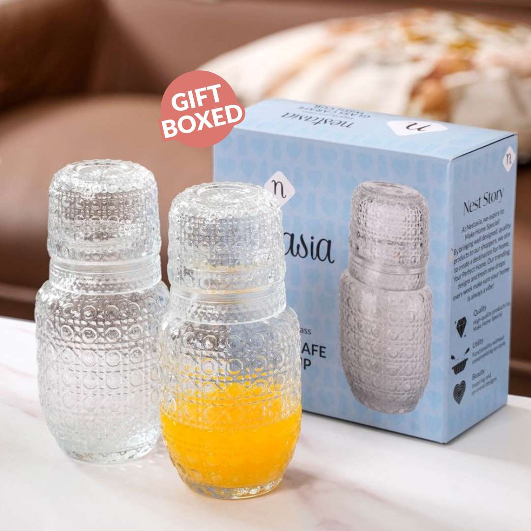 Bedside Carafe Set Stackable Glass Dishwasher-Safe