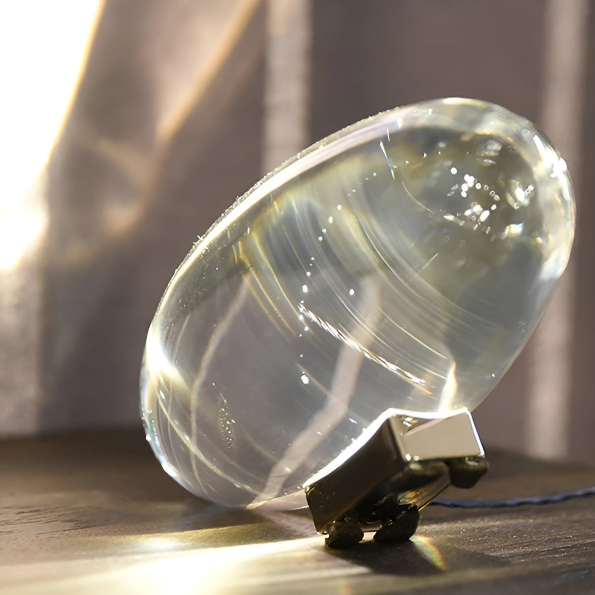Bedside Lamp Warm Ambient Light Clear Glass