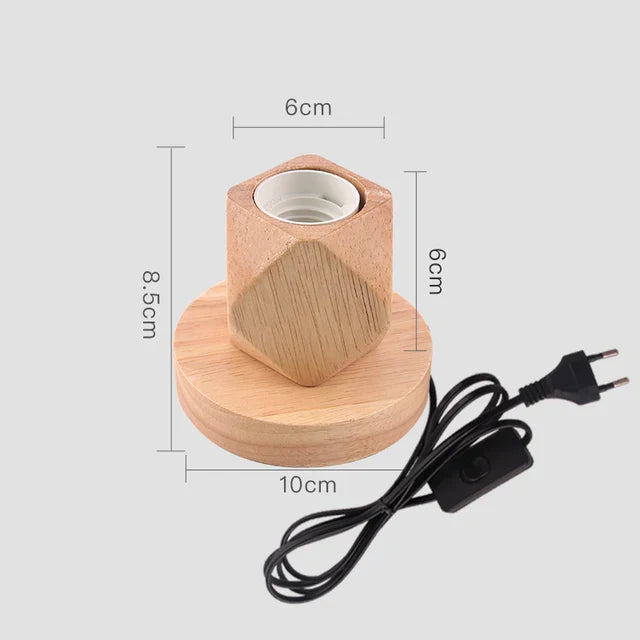 Bedside Table Lamp Natural Wood Warm White LED Included