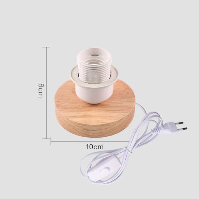 Bedside Table Lamp Natural Wood Warm White LED Included