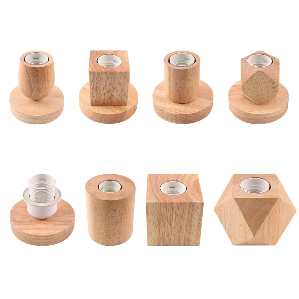 Bedside Table Lamp Natural Wood Warm White LED Included