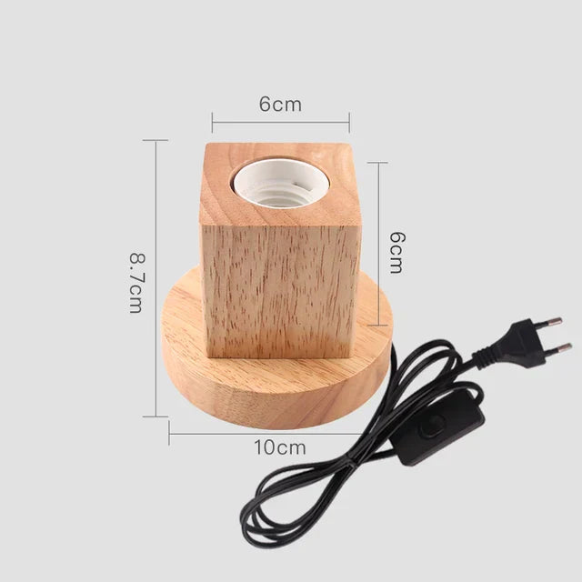 Bedside Table Lamp Natural Wood Warm White LED Included