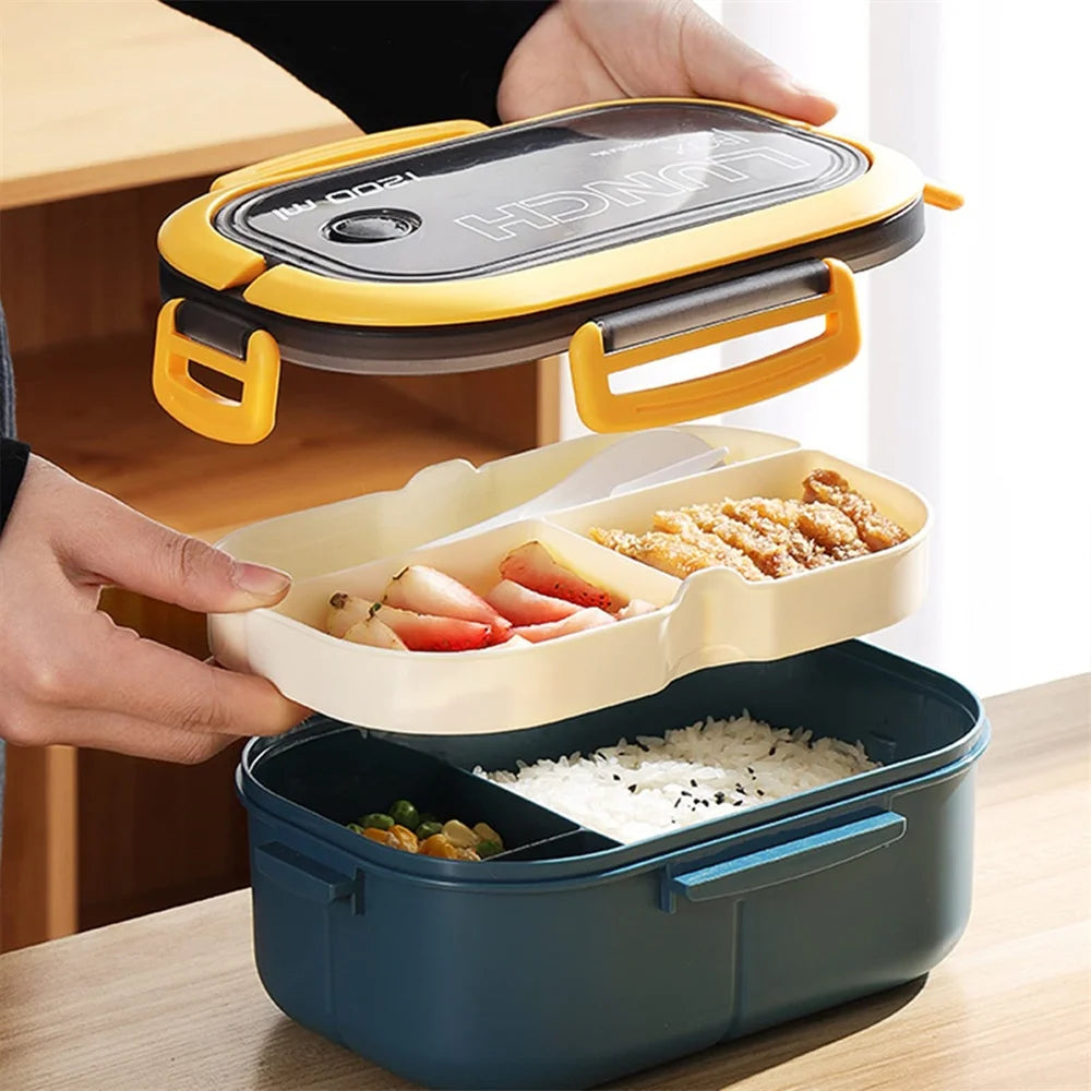 Bento Lunch Box Two-Tier Leak-Proof With Utensils