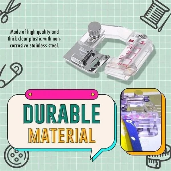 Bias Tape Presser Foot Adjustable Guide Transparent Steel Shank