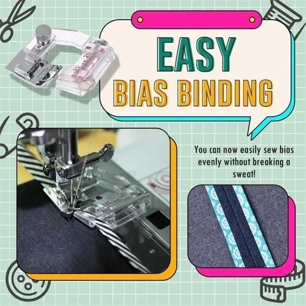 Bias Tape Presser Foot Adjustable Guide Transparent Steel Shank