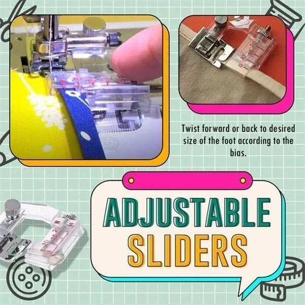 Bias Tape Presser Foot Adjustable Width Transparent Body