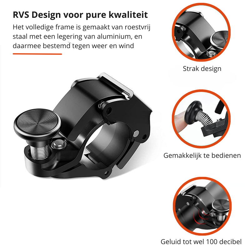 Bicycle Bell 100 dB Lightweight Aluminum & Tool-Free Mount