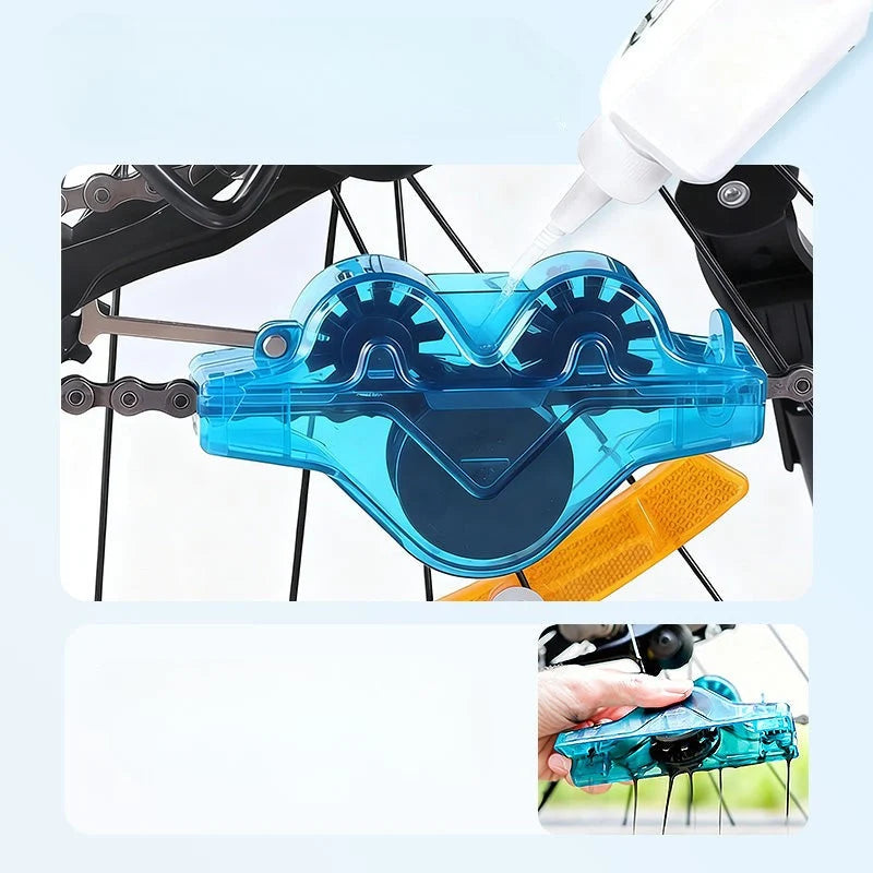 Bicycle Chain Cleaner Transparent Blue Set of 2