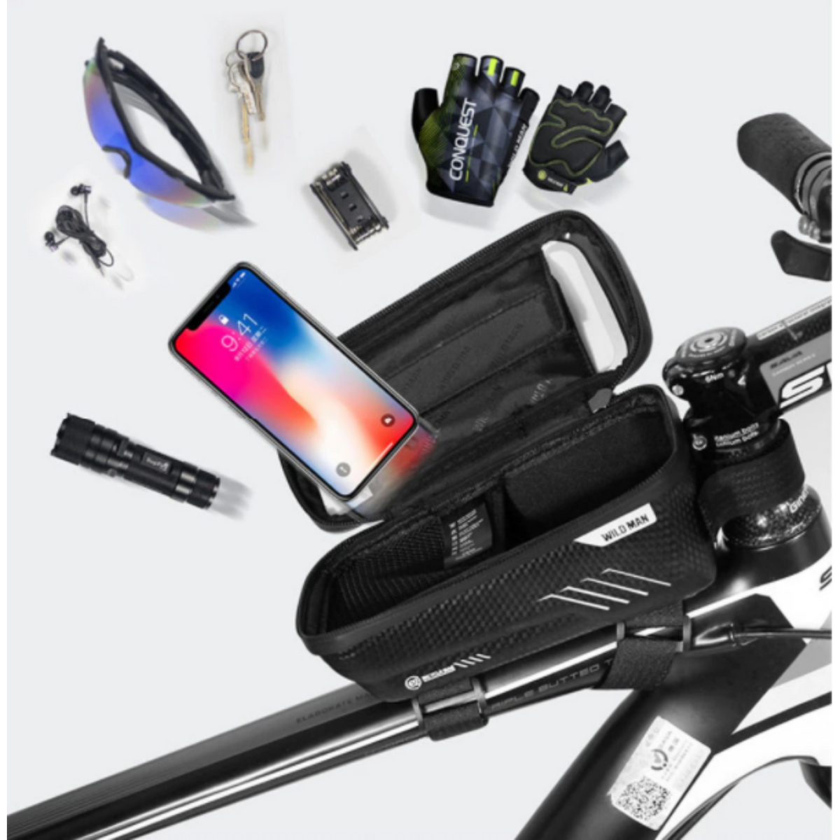 Bicycle Frame Bag Touchscreen Window Hard-Shell Stable Mounting