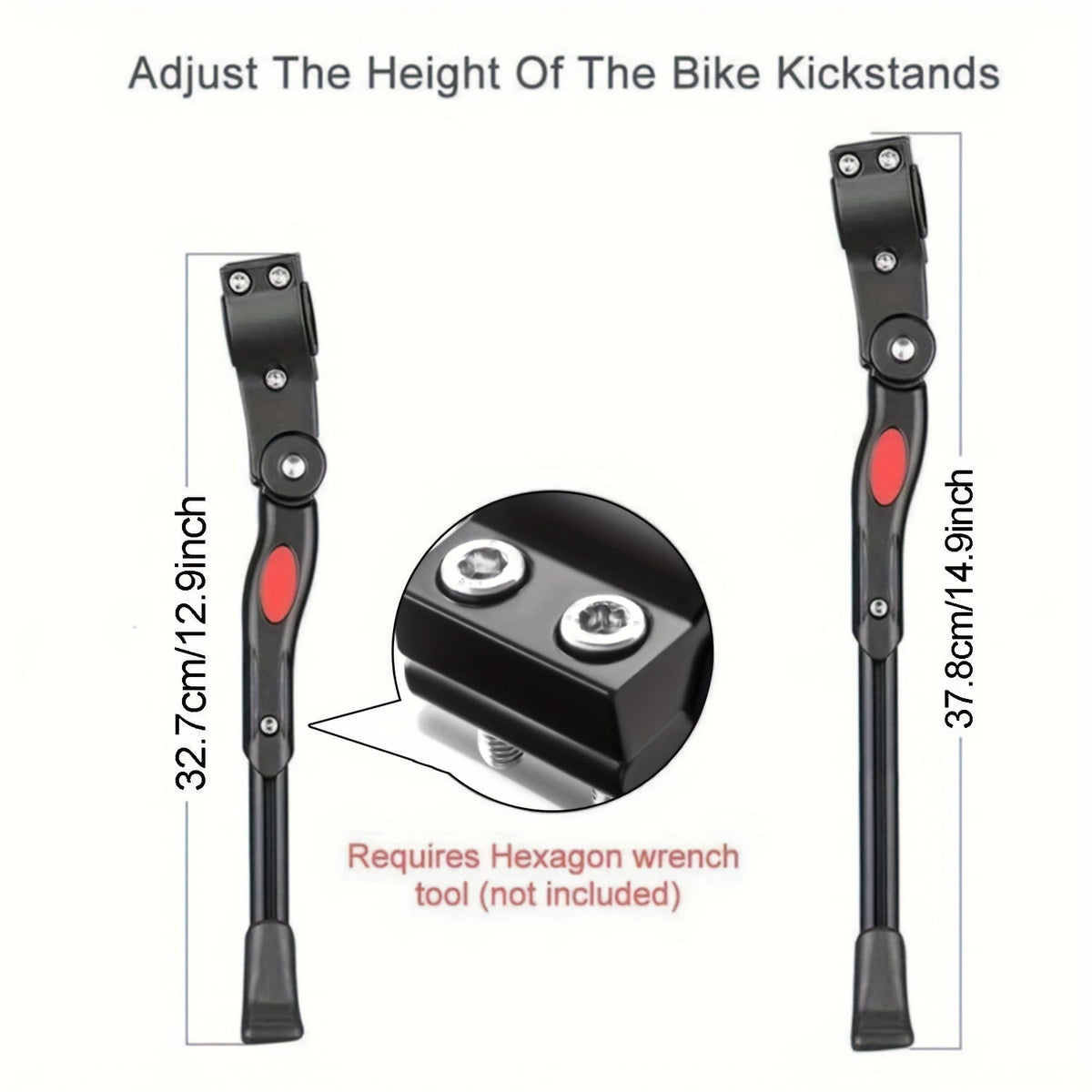 Bicycle Kickstand Height-Adjustable Aluminum-Plastic Foldable