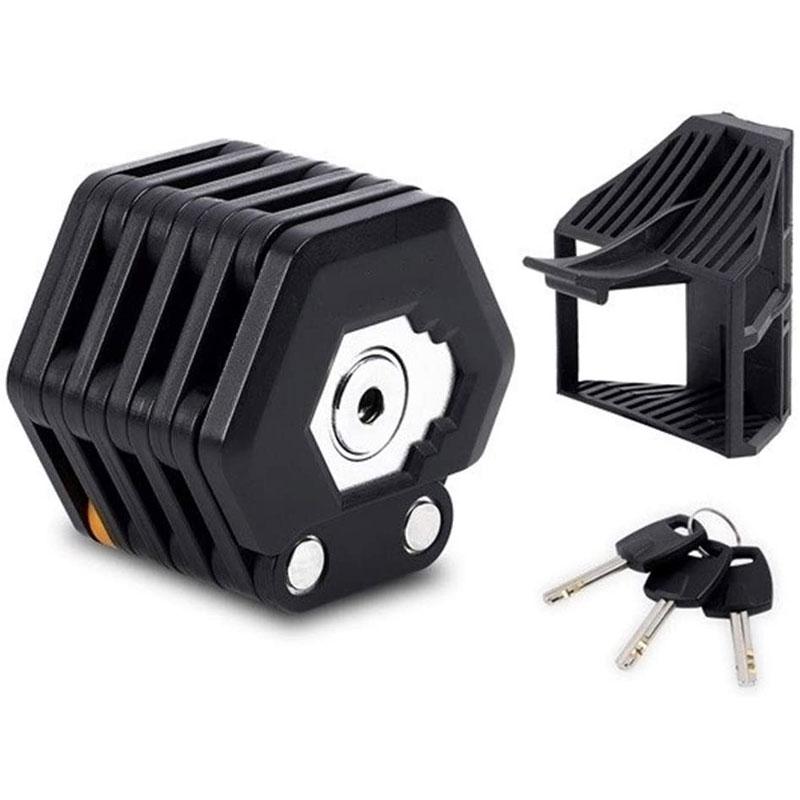 Bicycle Lock Foldable 33.5 In Zinc Alloy Frame Mount