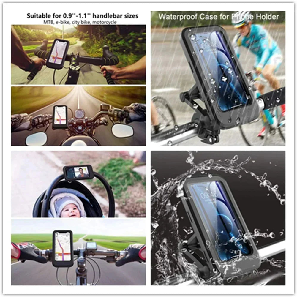 Bicycle Phone Holder Waterproof Touchscreen & 360° Swivel