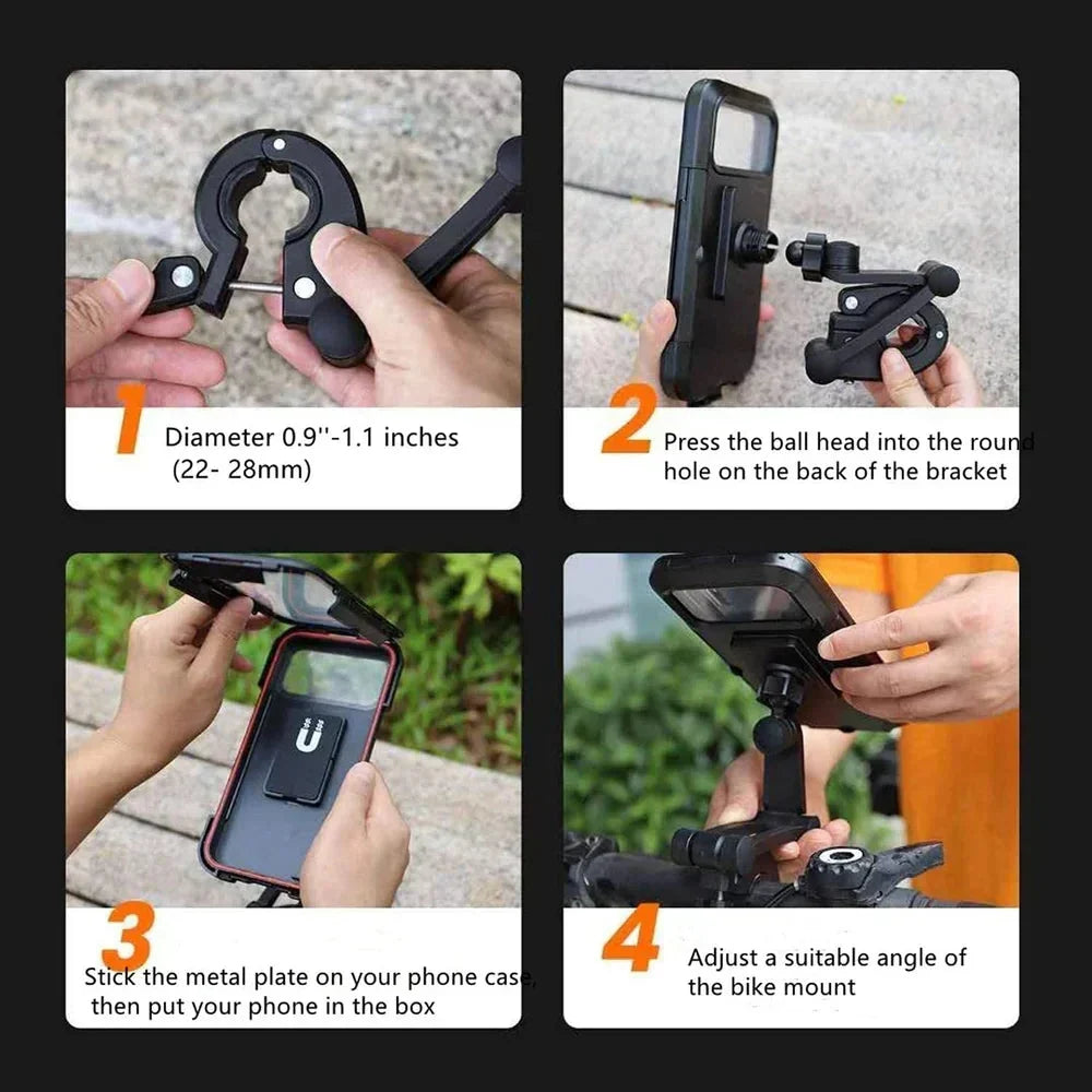 Bicycle Phone Holder Waterproof Touchscreen & 360° Swivel