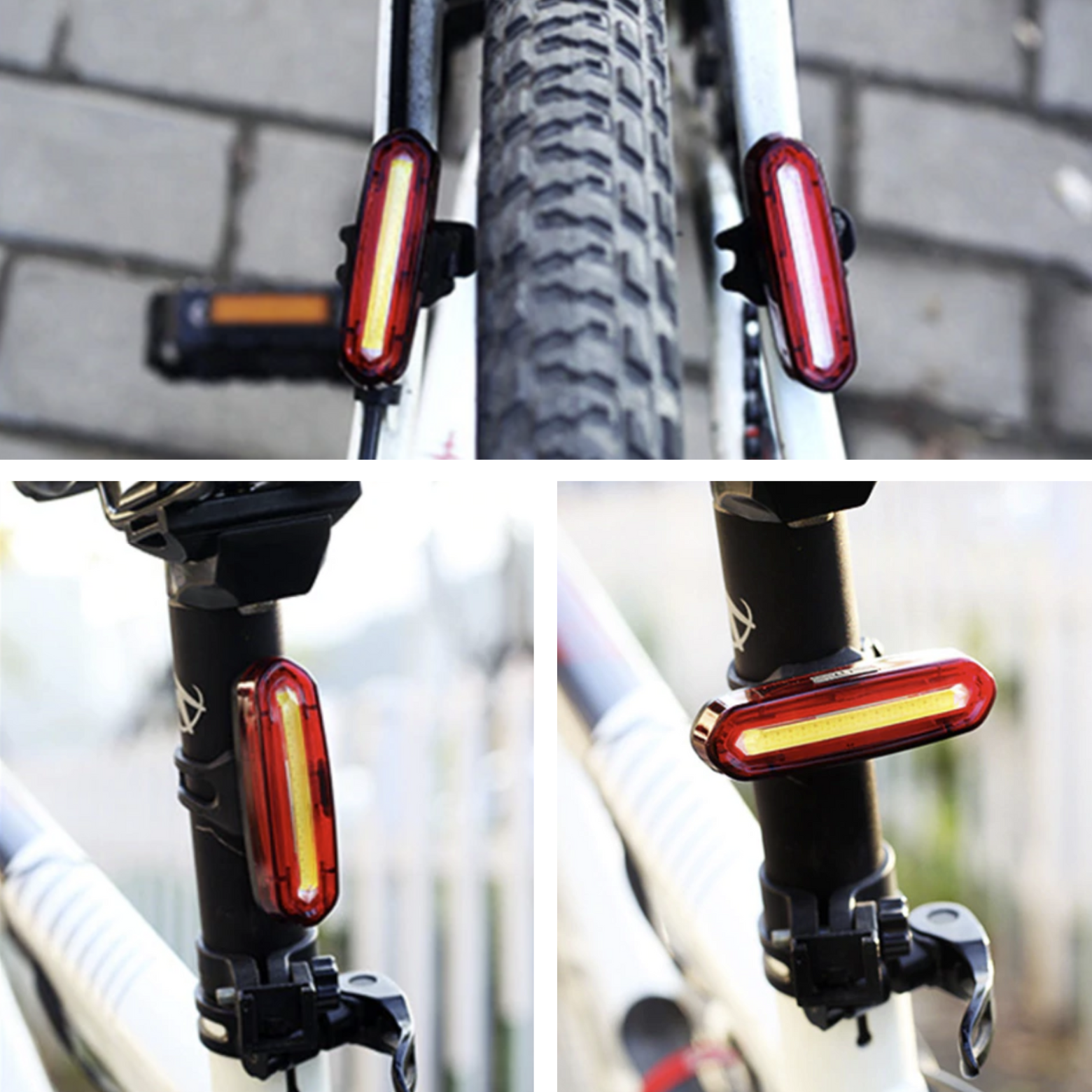 Bicycle Rear Light USB-Rechargeable Wide-Angle Tool-Free Mount