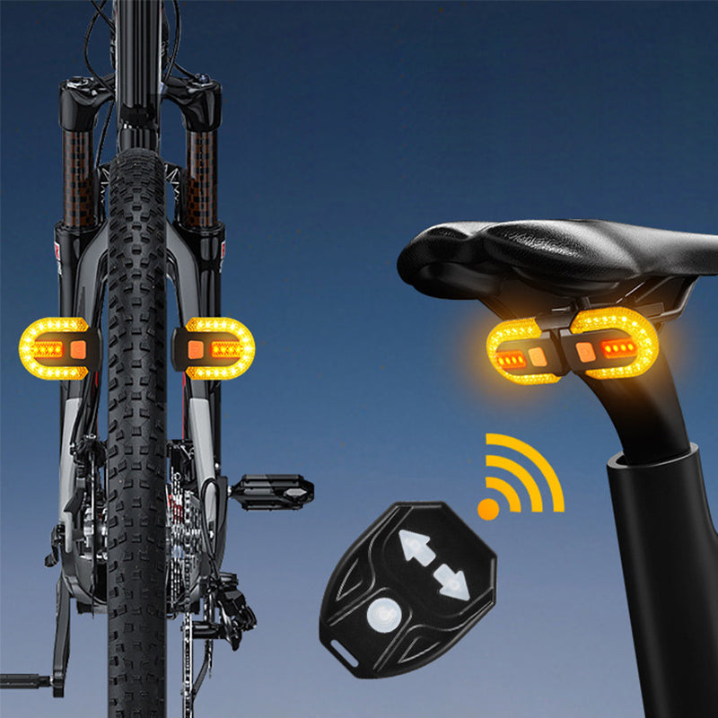 Bicycle Rear Light Wireless Remote Turn Signals USB Rechargeable