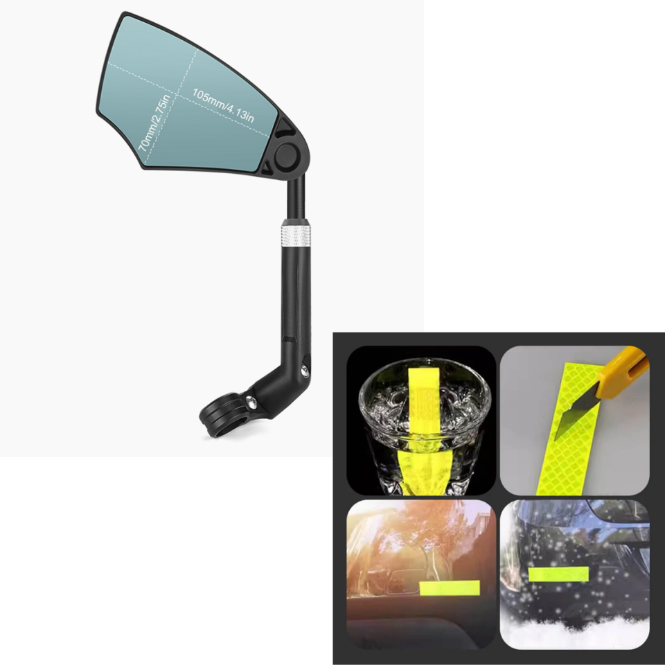 Bicycle Rearview Mirror 180° View & 360° Rotation