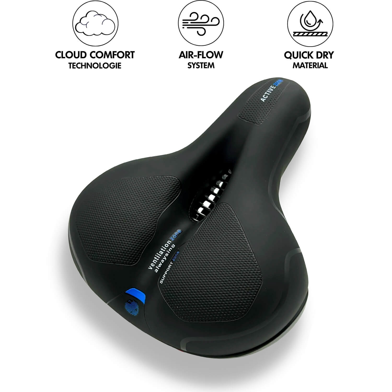 Bicycle Saddle Memory Foam & Gel Double Suspension