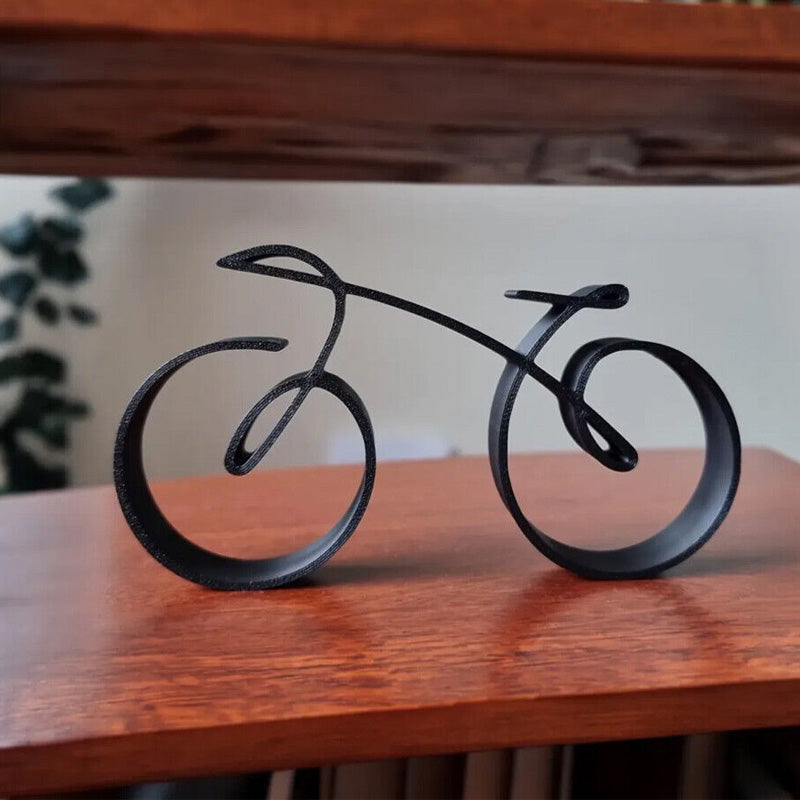 Bicycle Sculpture Minimalist Wireframe Iron Matte Black