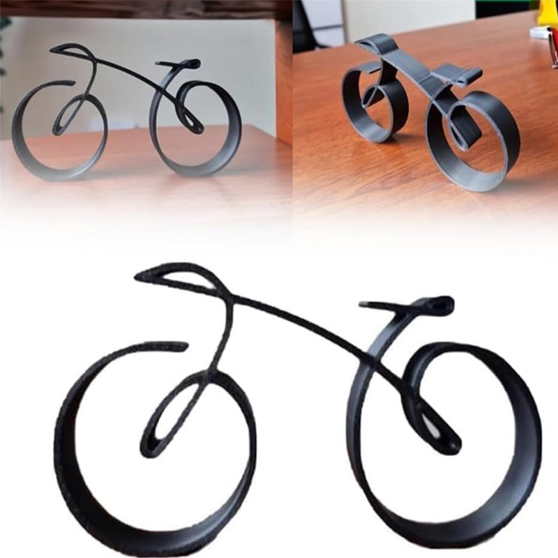 Bicycle Sculpture Minimalist Wireframe Iron Matte Black