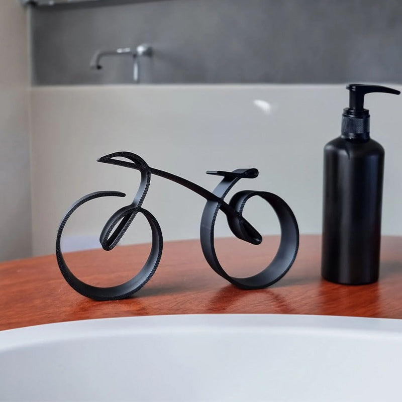 Bicycle Sculpture Minimalist Wireframe Iron Matte Black