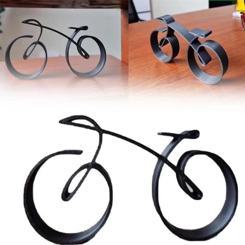 Bicycle Sculpture Minimalist Wireframe Matte Iron