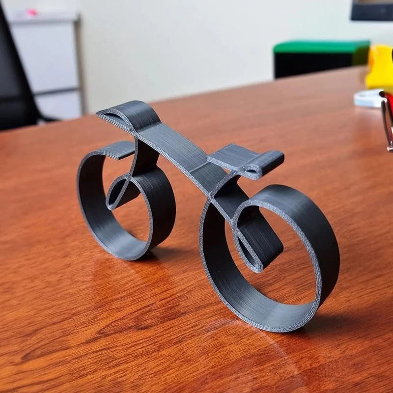 Bicycle Sculpture Minimalist Wireframe Matte Iron