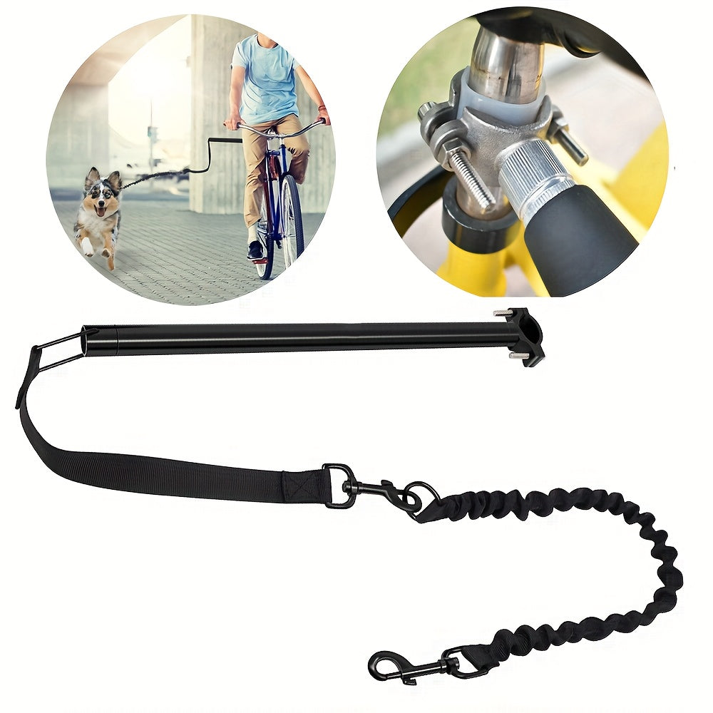 Bike Dog Leash Shock-Absorbing Aluminum Frame & Stainless Steel Cable