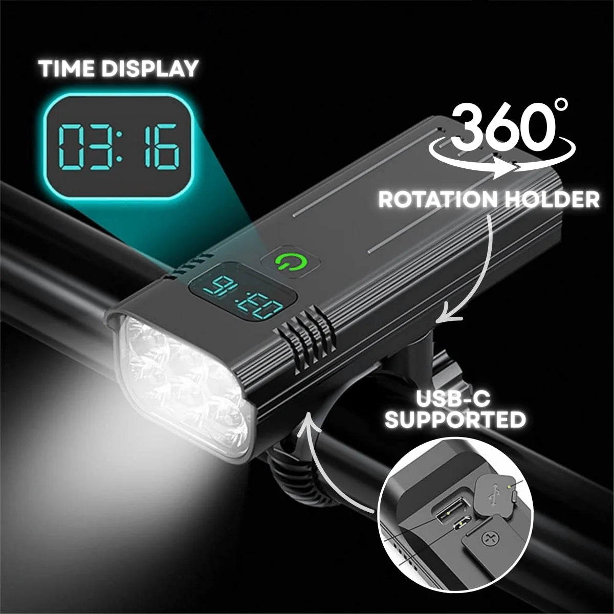 Bike Light 5000 Lumens USB-C Rechargeable