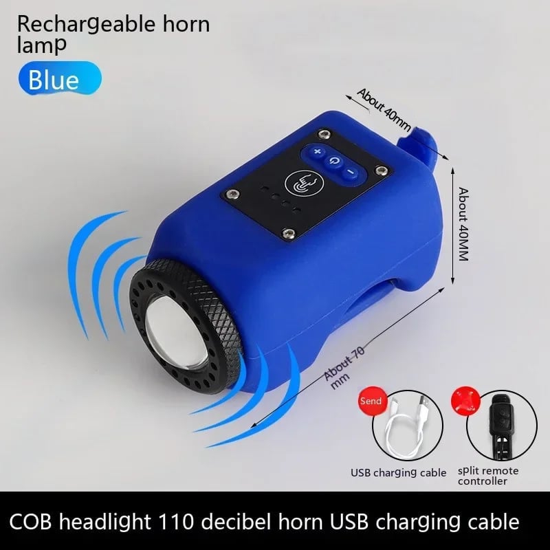 Bike Light With Horn USB Rechargeable Tool-Free Mount