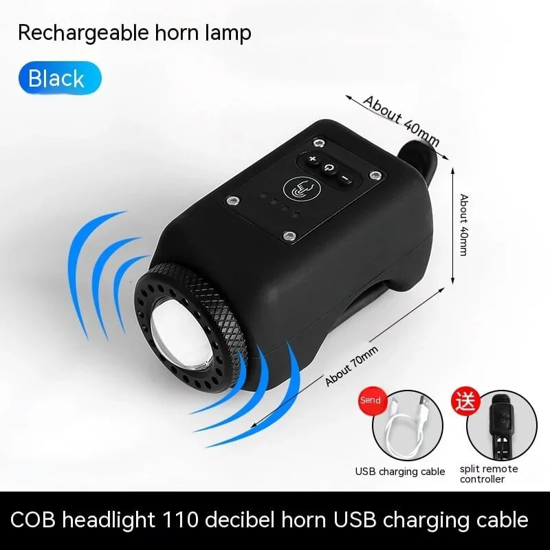 Bike Light With Horn USB Rechargeable Tool-Free Mount