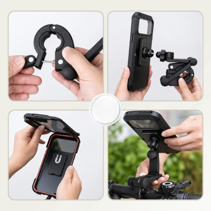 Bike Phone Mount Waterproof 360° Rotatable Tool Free