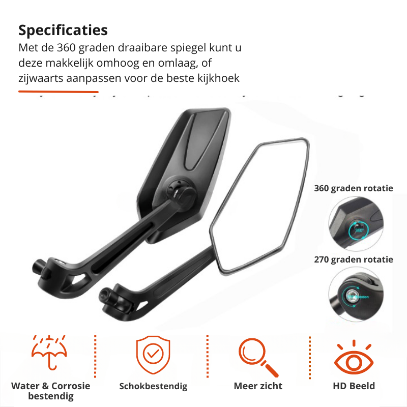 Bike Rearview Mirror 360° Rotation Locking Universal Clamp