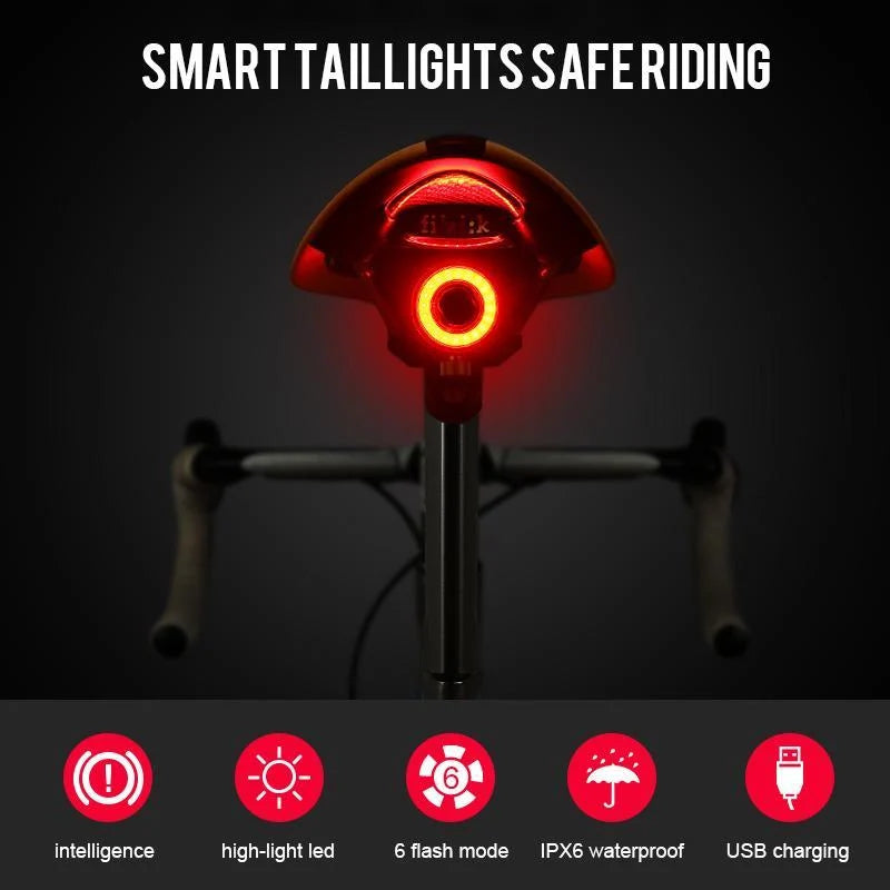 Bike Taillight Automatic Brake Detection USB Rechargeable IPX6 Waterproof