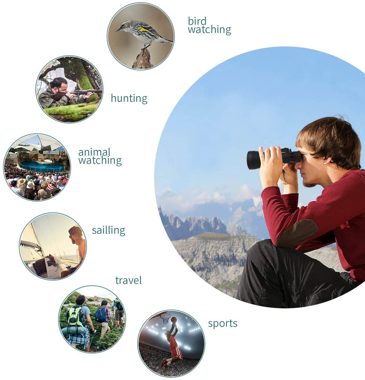 Binoculars 8x Magnification Waterproof Compact
