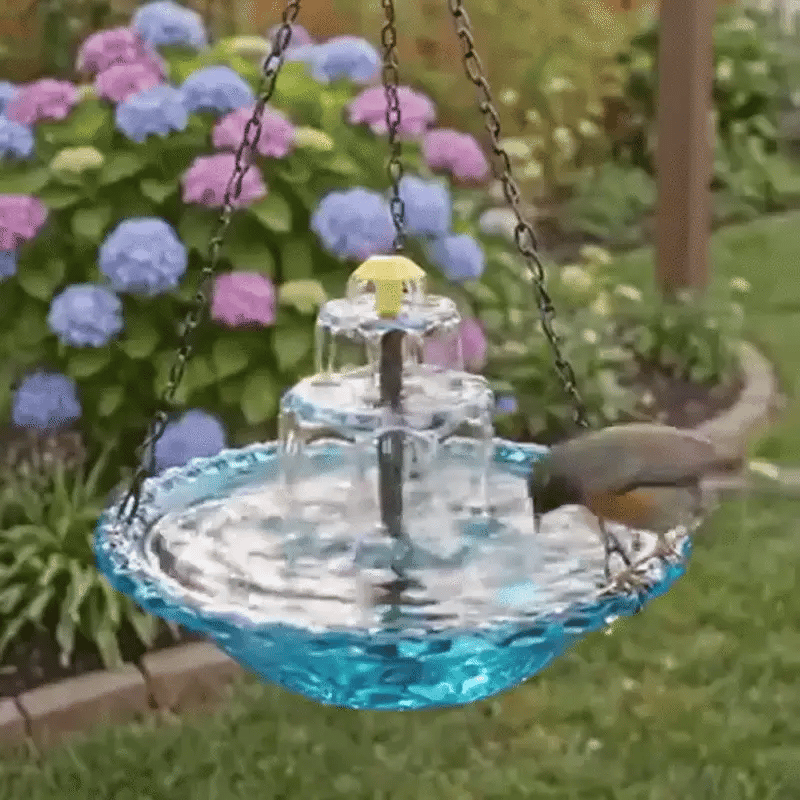 Bird Bath Hanging Solar-Powered Two-Stage Glass Bowl