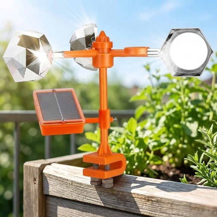 Bird Deterrent Solar-Powered 360° Rotating Reflectors & Ultrasonic Sound