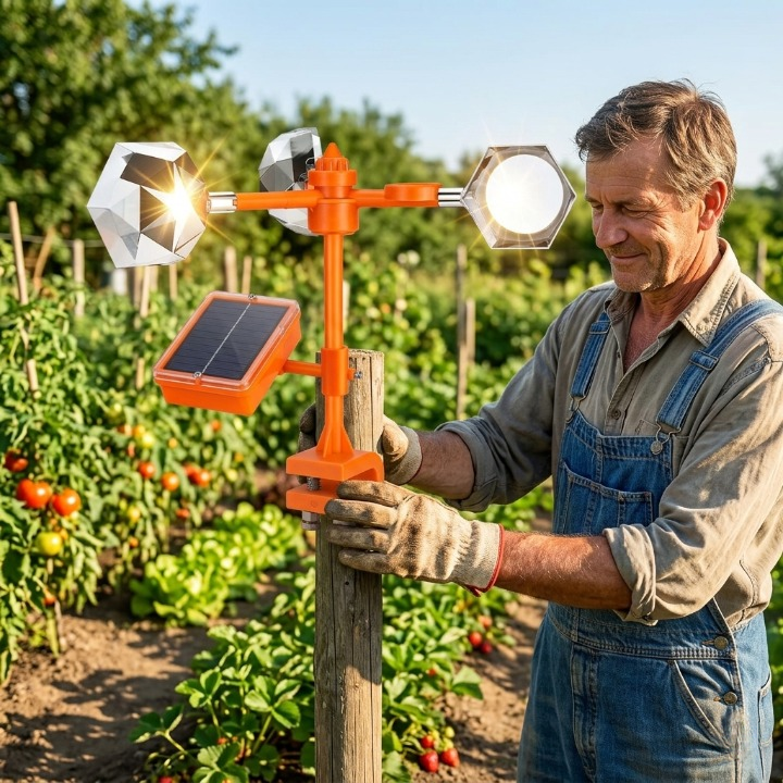 Bird Deterrent Solar-Powered 360° Rotating Reflectors & Ultrasonic Sound