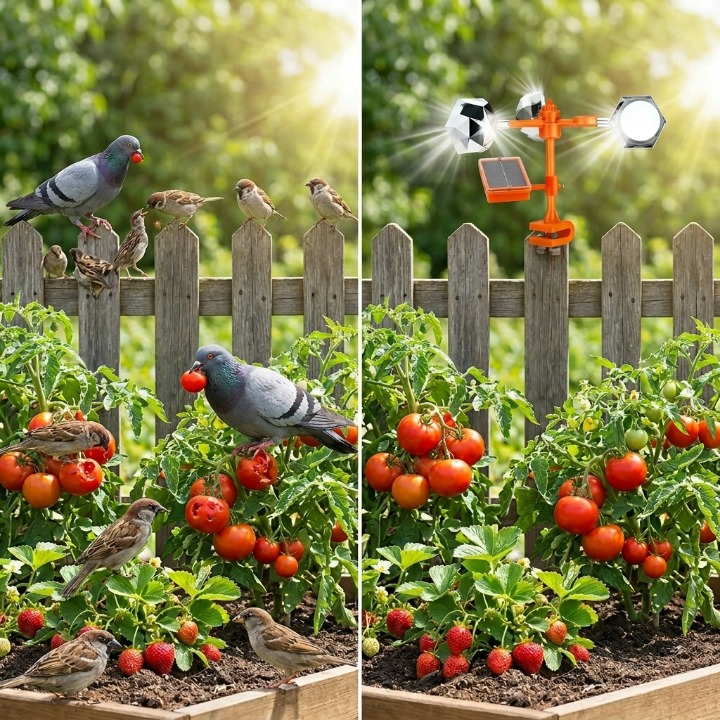 Bird Deterrent Solar-Powered 360° Rotating Reflectors & Ultrasonic Sound