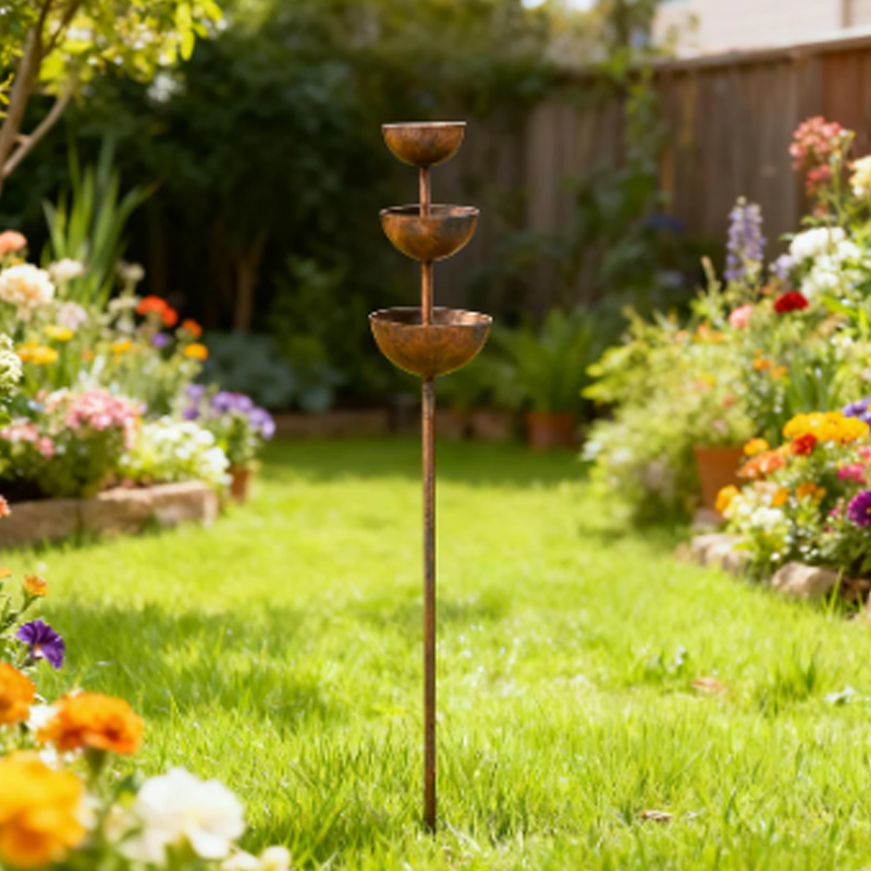 Bird Feeder 3-Tier Cast Iron Stable Ground Spike