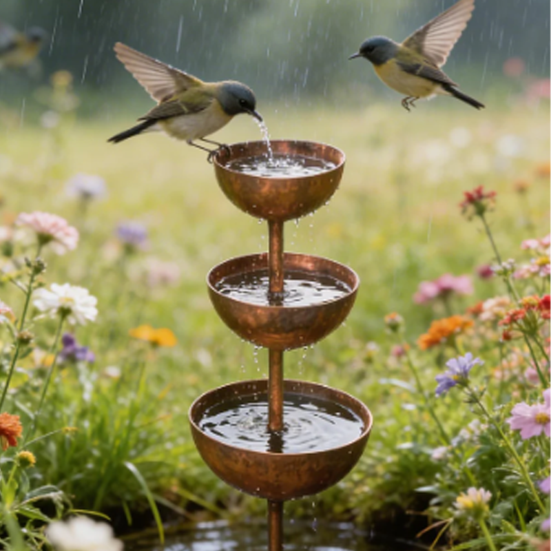 Bird Feeder 3-Tier Cast Iron Stable Ground Spike