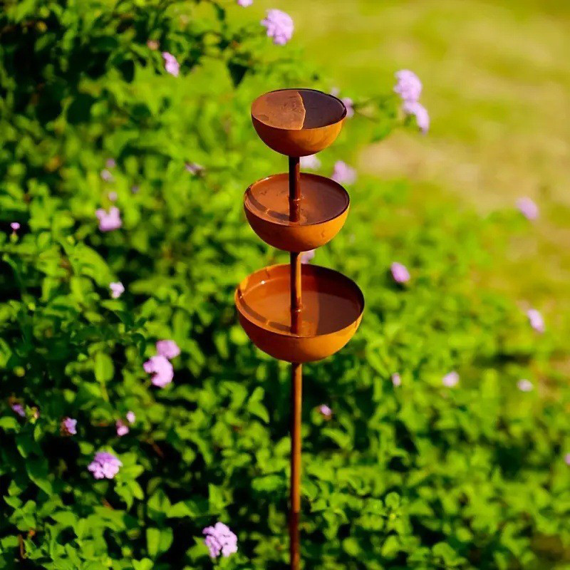 Bird Feeder 3-Tier Cast Iron Stable Ground Spike