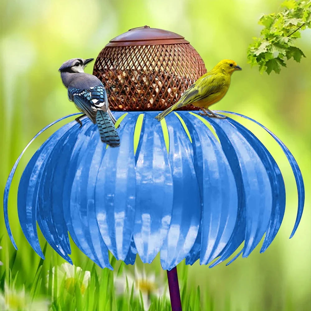 Bird Feeder Flower Design Weatherproof Metal Large Capacity