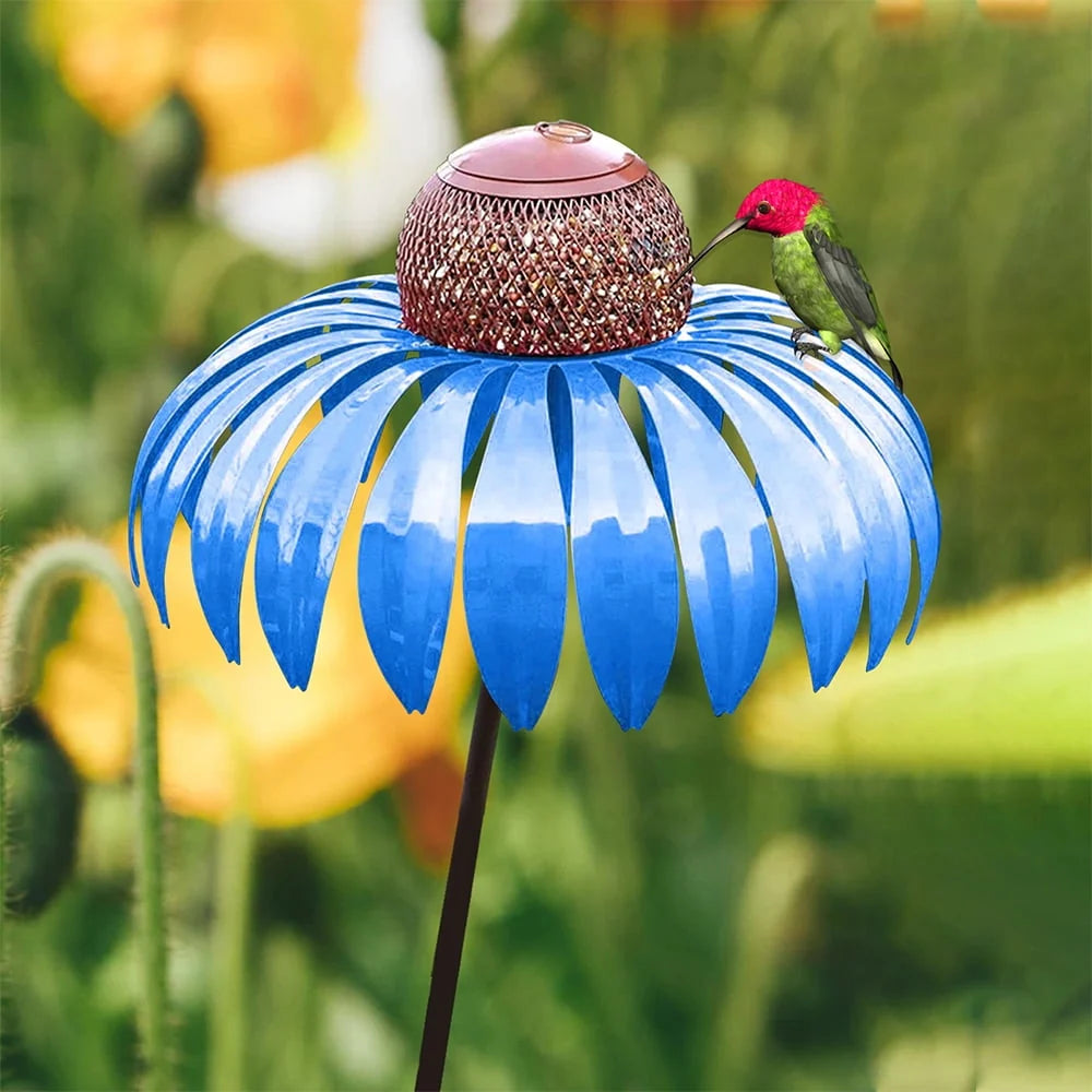Bird Feeder Flower Design Weatherproof Metal Large Capacity