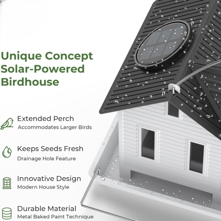 Bird Feeder Solar LED Weatherproof Metal
