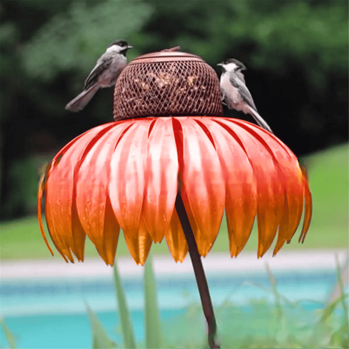 Bird Feeder Sunflower Design Weatherproof Metal