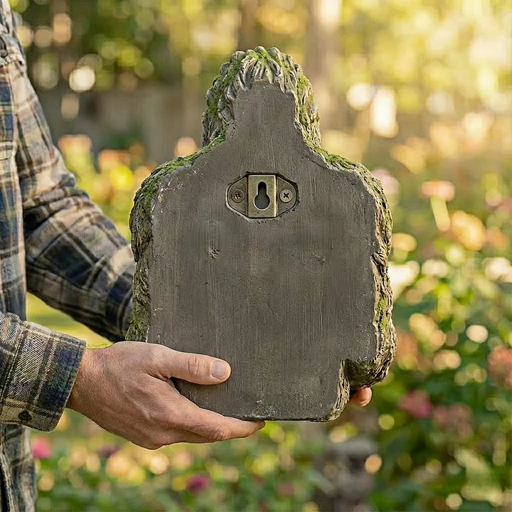 Bird Feeder Tree-Face Sculptural Weatherproof Resin Easy-Refill Tray