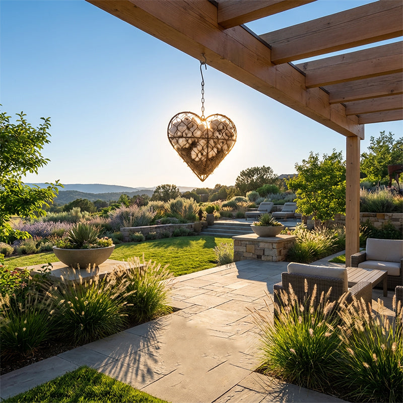 Bird Nesting Material Holder Heart-Shaped Iron Hanging Chain