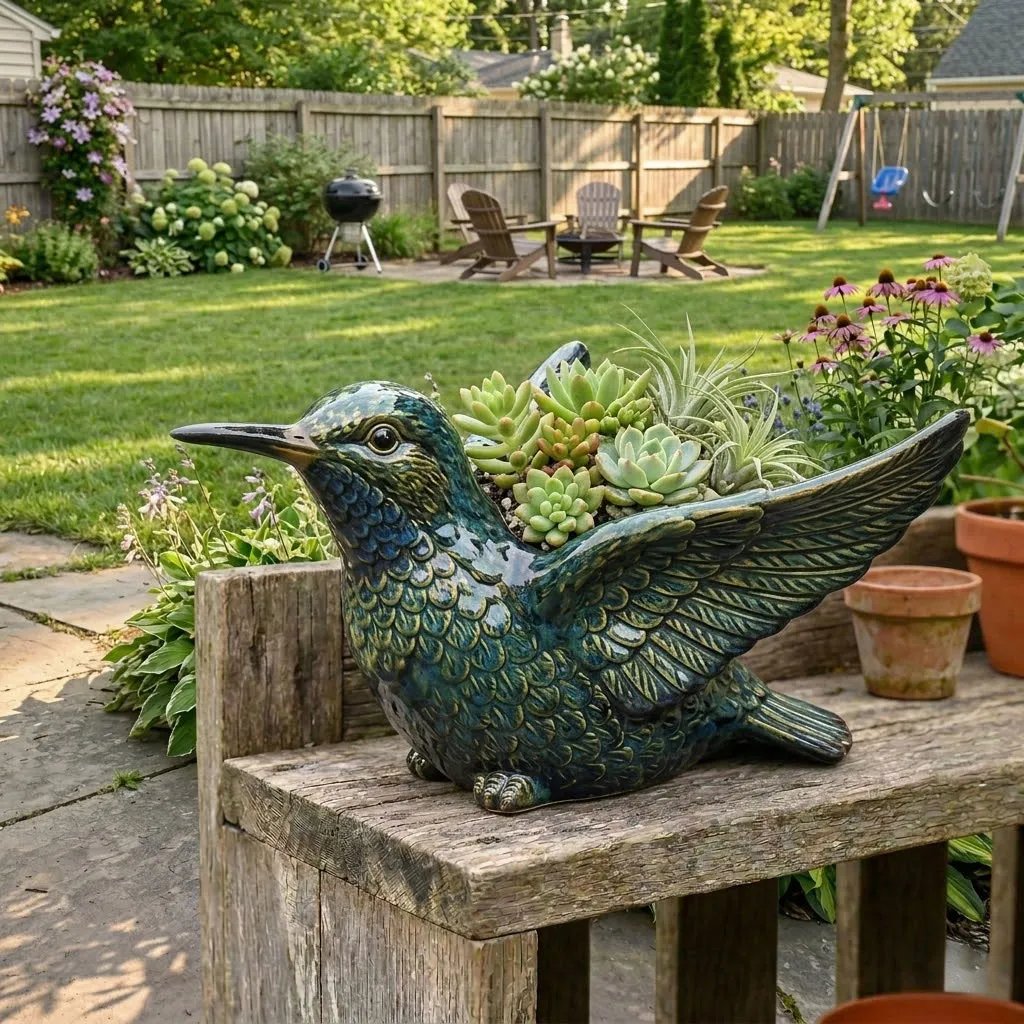 Bird Planter Ceramic Realistic Succulent Pot