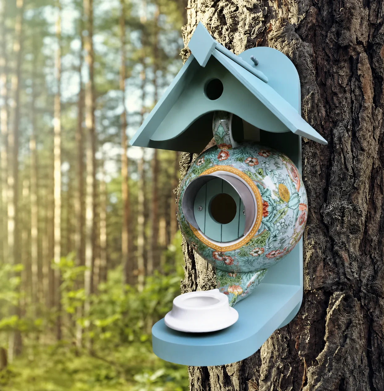 Birdhouse Hand-Painted Teapot Design UV & Frost-Resistant