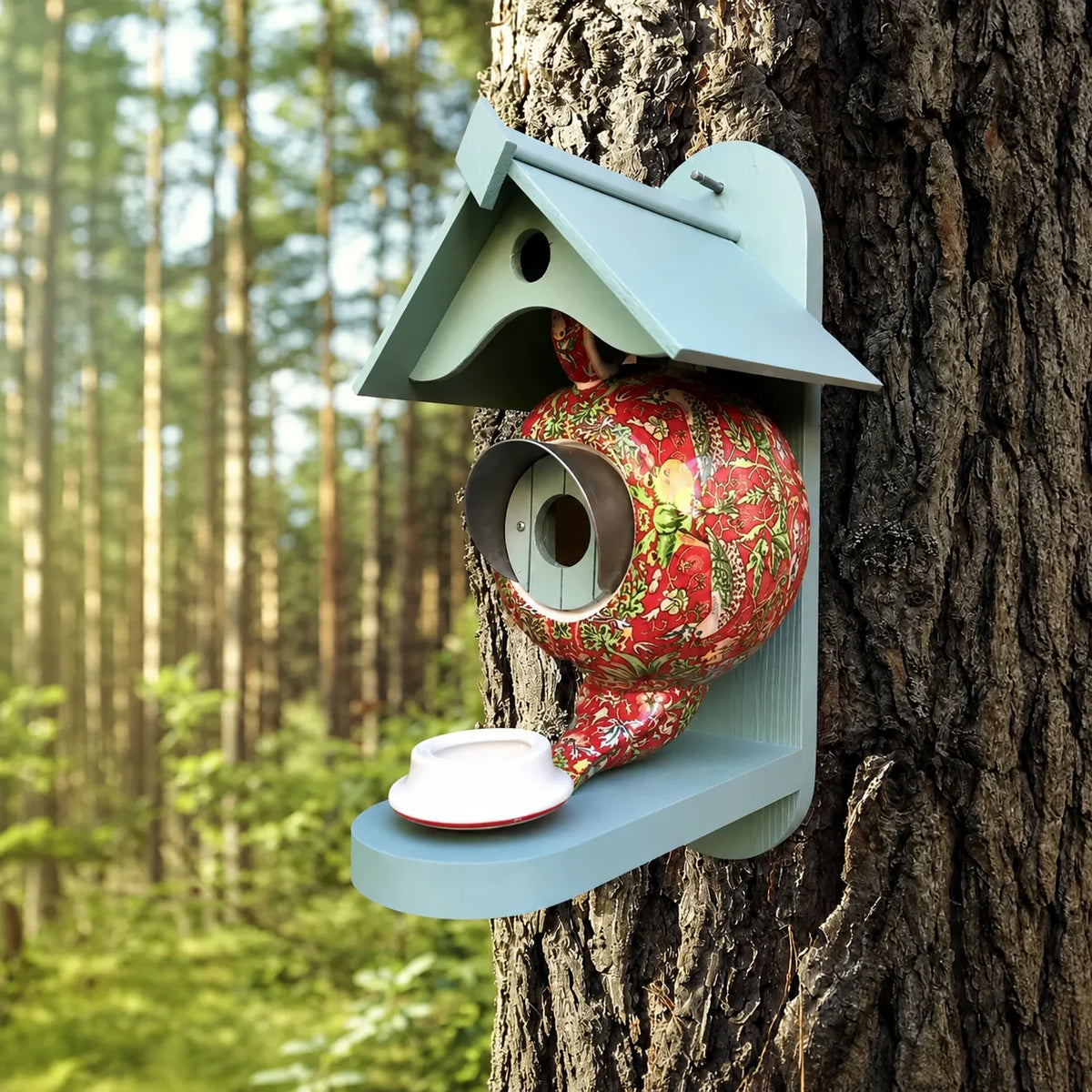 Birdhouse Hand-Painted Teapot Design UV & Frost-Resistant